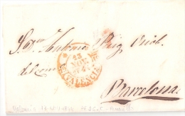 Sobrescrito De Valencia A Barcelona Con Baezas De1844 De Valencia (salida) Y Barcelona (llegada Al Dorso). - ...-1850 Prephilately