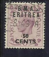OCCUPAZIONI STRANIERE ERITREA 1948 1949 B. M. A. 50 CENT. SU 6 P BMA TIMBRATO USED - Eritrée