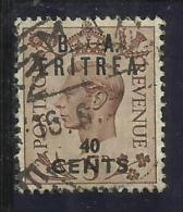 OCCUPAZIONI STRANIERE ERITREA 1950 B. A. 40 CENT. SU 5 P BA TIMBRATO USED - Eritrée