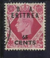 OCCUPAZIONI STRANIERE ERITREA 1950 B. A. 65 CENT. SU 8 P BA TIMBRATO USED - Eritrée