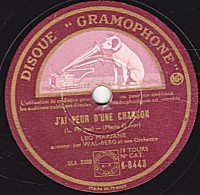 78 Trs - DISQUE "GRAMOPHONE" K-8443 - état B - LEO MARJANE - J'AI PEUR D'UNE CHANSON - MON ANGE - 78 T - Disques Pour Gramophone