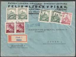 BuM1217 - Böhmen Und Mähren (1940) Pisek 1 (czech. Postmark) R-letter, Tariff: 3,60 K (czech. R-label) - Briefe U. Dokumente