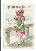 Chocolat Louit, Fillette, 11x7,5, Dos Imprimé, Publicité Bordeaux, Gaufrée, Enfant, Fille, Fleurs, Port, 2 Photos # - Louit