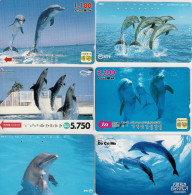 6 Télécarte Japonaise.  Animaux.  Dauphins - Dolfijnen