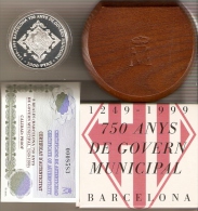 MONEDA DE PLATA DE 2000 PTAS 750 ANYS GOVERN DE BARCELONA 1999 ESTUCHE CON CERTIFICADO DE AUTENTICIDAD-SILVER-ARGEN T - 2 000 Pesetas