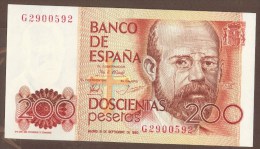 ESPANA  200 Pesetas 16.09.1980  SERIE G2900592 P# 156 - [ 4] 1975-… : Juan Carlos I