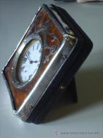 ANTIQUE SWISS WATCH LÉPINE SILVER METAL  - WITH DESKTOP CASE MADE OF WOOD - PUNCH ENGLISH CITY OF BIRMINGHAM YEAR 1909 - Horloge: Antiek