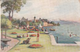 ILLUSTRATION FRANZ LÖFFLER / BADESTRAND - HOTEL KRONE - Loeffler