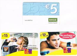 BELGIO (BELGIUM) - (RECHARGE)  -  PAY & GO PROXIMUS / BASE  : LOT OF 3 DIFFERENT   - USED ° -  RIF. 5101 - [2] Prepaid & Refill Cards