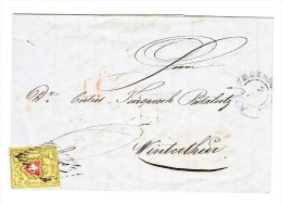 1850 10 Rp. Rayon II Type 17 Auf Faltbrief Von Wädenswil Nach Winterthur - 1843-1852 Federal & Cantonal Stamps