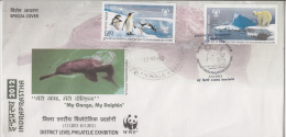 India 2012  WWF  Dolphin Cover With Penguins & POlar Bear Stamps  # 81885  Inde Indien - Dolphins