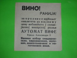 Wine And Brandy Shop,Automat Buffet Belgrade,advertising Sheet,liquor Store,reklame,alcohol,rakija,vintage - Alcools