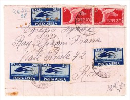 Italien 1945 - 5 L Eil Mit 2 L (x4) Flugpost  - Brief Aus Calgari Mit Gelbem Express-Vermekzettel - Otros & Sin Clasificación