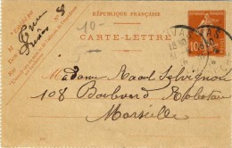 ENTIER POSTAL  # CARTE -LETTRE # SEMEUSE CAMEE 10 C ROUGE  # 1914 #  REF :STORCH -FRANCON # E8 # - Letter Cards