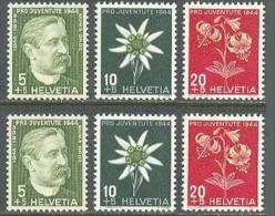 1944 SWITZERLAND PRO JUVENTUTE (2x) MICHEL: 439-441 MNH ** - Unused Stamps