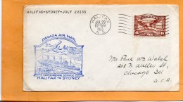 Halifax To Sydney Canada 1935 Air Mail Cover Mailed - Eerste Vluchten