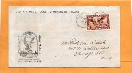 Cole To Mckenzie Island Canada 1935 Air Mail Cover Mailed - Primeros Vuelos