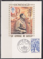 = Exposition De Gaulle Musée De L'ordre De La Libération Paris 10.11.71 CP Timbre N°1696 Le Général à Brazzaville 1944 - De Gaulle (Général)
