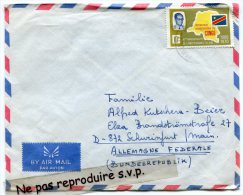 - Cover, Enveloppe Congo, Par Avion, Timbre Seul, Cachet, 1970, à Destination De L'Allemagne, Scans. - Usados