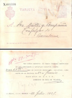Tarjeta Entero Postal Circulada Edifil Nº-50c, Con Impresión Trasera Privada Tipo I De "SOBRINOS DE RUIZ DE VELASCO" - 1850-1931