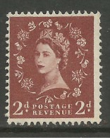 GB 1958 QE2 2d Lt Brown Wilding No Gum Wmk 179 SG 573..... ( K695 ) - Unused Stamps