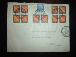 LETTRE TP BLASON ALSACE 30C X 10 + TP MARIANNE DE GANDON 12F OBL. 24-11-1949 THIONVILLE (57 MOSELLE) - 1941-66 Coat Of Arms And Heraldry