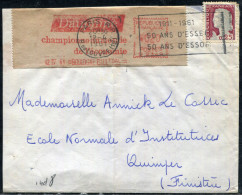 FRANCE - MARIANNE DECARIS - N° 1263 + O.M. ROUGE 0,2F / LETTRE O.M. DE PARIS LE 12/4/1961, POUR QUIMPER - TB - 1960 Marianne De Decaris
