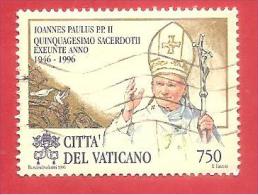 VATICANO USATO - 1996 - 50º Anniversario Ordinazione Sacerdotale Sua Santità Giovanni Paolo II - £ 750 - S. 1054 - Gebraucht