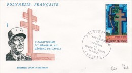 1977 - POLYNESIE - YVERT POSTE AERIENNE N°123 (DE GAULLE) Sur ENVELOPPE FDC - - FDC