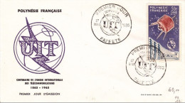 1965 - POLYNESIE - YVERT POSTE AERIENNE N°10 (UIT) Sur ENVELOPPE FDC - - FDC