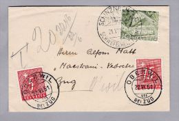 Heimat ZG Oberwil 1951-06-22 Taxierter Brief Von Schinznach-Bad - Taxe