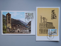 Andorra Spanisch 165/6 Yv 158/9 Maximumkarte MK/MC, ESST, EUROPA/CEPT 1983, Kirche Von La Cortinada Und Wassermühle - Lettres & Documents