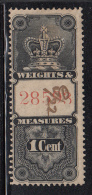 Canada Used Van Dam #FWM13 Weights & Measures 1c Black With Red Numbers At Centre - Fiscale Zegels