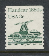 USA 1983 Scott # 1898. Transportation Issue: Handcar 1880s, MNH (**) Single With P#2 - Ruedecillas (Números De Placas)