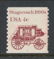 USA 1982 Scott # 1898A. Transportation Issue: Stagecoach 1890s, MNH (**), Tagged Omited, Single With P#4 - Coils (Plate Numbers)
