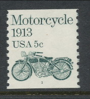 USA 1983 Scott # 1899. Transportation Issue: Motorcycle 1913, MNH (**), Single P#1 - Coils (Plate Numbers)