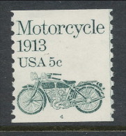 USA 1983 Scott # 1899. Transportation Issue: Motorcycle 1913, MNH (**), Single P#4 - Coils (Plate Numbers)