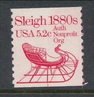 USA 1983 Scott # 1900. Transportation Issue: Sleigh 1880s, MNH (**), Single With P#1 - Ruedecillas (Números De Placas)