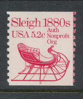 USA 1983 Scott # 1900. Transportation Issue: Sleigh 1880s, MNH (**), Single With P#2 - Ruedecillas (Números De Placas)