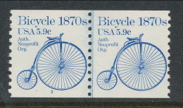 USA 1982 Scott # 1901. Transportation Issue: Bicycle 1870s, MNH (**), Line Pair With P#3 - Roulettes (Numéros De Planches)