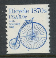 USA 1982 Scott # 1901. Transportation Issue: Bicycle 1870s, MNH (**), Single With P#3 - Ruedecillas (Números De Placas)