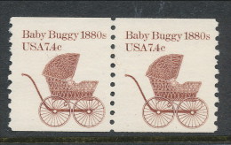 USA 1984 Scott # 1902. Transportation Issue: Baby Buuggy 1880s, MNH (**) Pair - Coils & Coil Singles