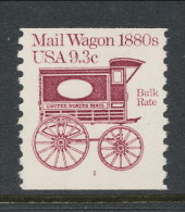 USA 1981 Scott # 1903. Transportation Issue: Mail Wagon 1880s, MNH (**). Single With P# 1 - Coils (Plate Numbers)