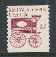 USA 1981 Scott # 1903. Transportation Issue: Mail Wagon 1880s, MNH (**). Single With P# 2 - Coils (Plate Numbers)