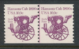 USA 1982 Scott # 1904. Transportation Issue: Hansom Cab 1890s, MNH (**). Line Pair, P#2 - Coils (Plate Numbers)