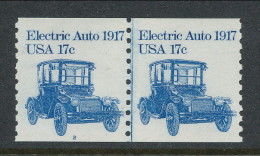 USA 1981 Scott # 1906. Transportation Issue: Electric Auto 1917s, MNH (**). Tagget Line Pair P#2 - Ruedecillas (Números De Placas)