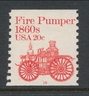 USA 1981 Scott # 1908. Transportation Issue: Fire  Pumper 1860s, MNH (**). Tagget  P#10 - Coils (Plate Numbers)