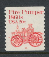 USA 1981 Scott # 1908. Transportation Issue: Fire  Pumper 1860s, MNH (**). Tagget  P#16 - Coils (Plate Numbers)