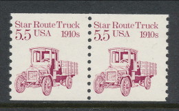 USA 1986 Scott # 2125. Transportation Issue: Star Route Truck 1910s, Pair, MNH (**). - Francobolli In Bobina