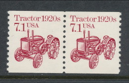 USA 1987 Scott # 2127, 2127a And 2127b. Transportation Issue: Tractor 1920s, Set Of 3 Pairs, MNH (**). - Rollenmarken